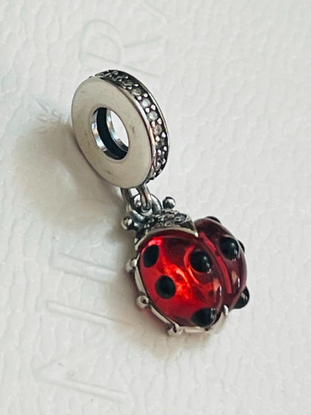 Red ladybug Pandora Dangle Charm Summer Garden Celebration US 250 Years Special
